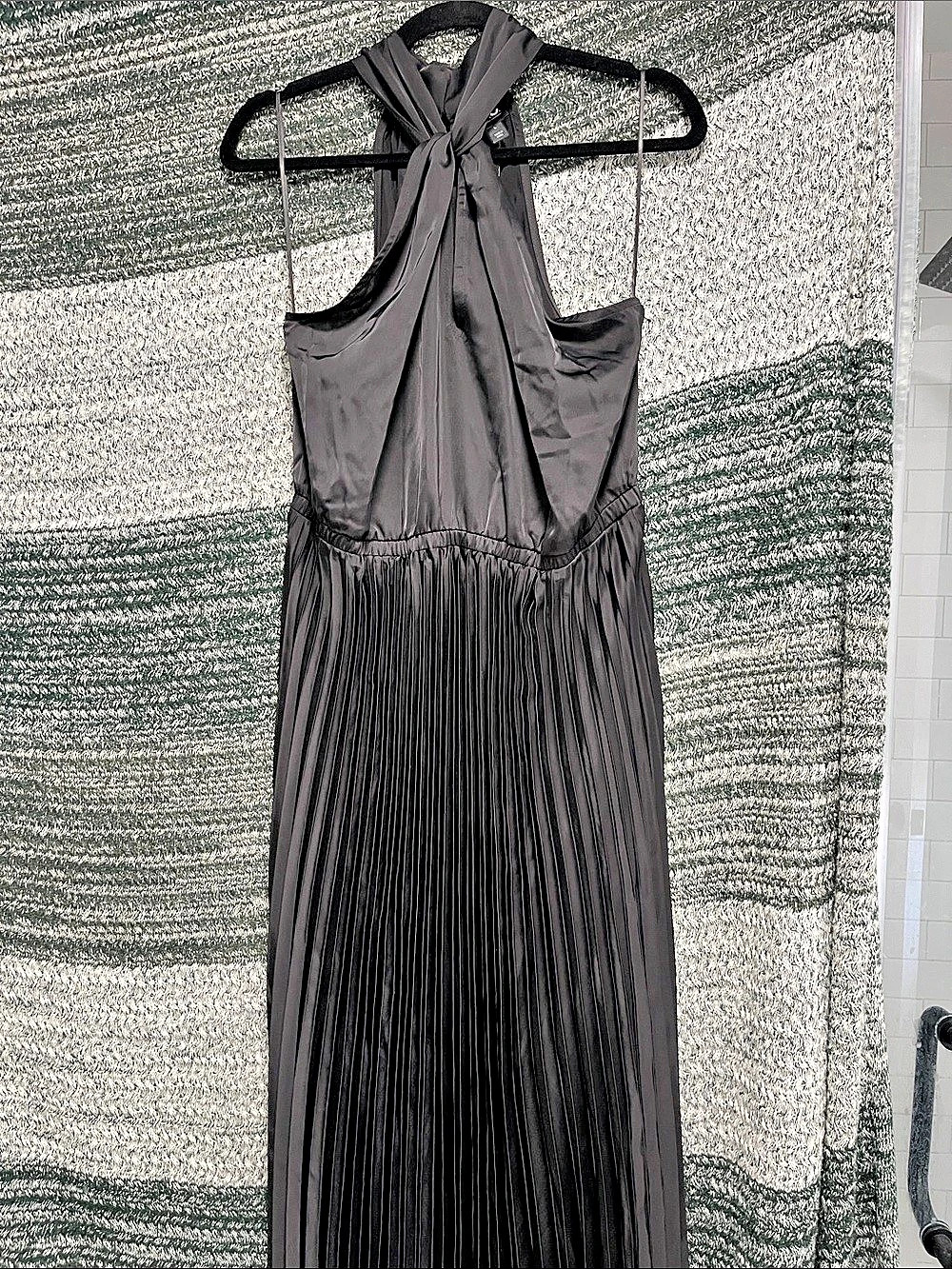 INC International Concepts Pleated Maxi Dress in Black Size Large NWT